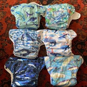 Whale theme cloth diapers